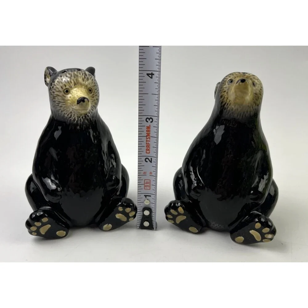 VTG Black Bear Ceramic/Porcelain Salt & Pepper Shakers